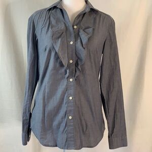 Ann Taylor Ruffled Front Button Up Blouse